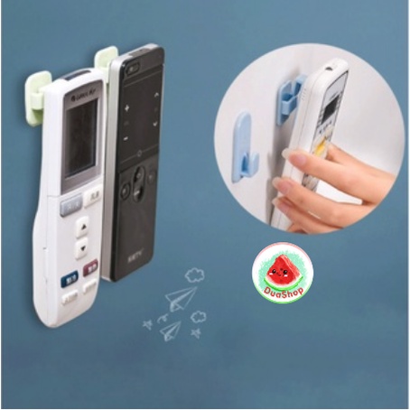 Vỉ 02 móc treo điều khiển tivi, điều hòa, quạt... dán tường 🍉Duashop🍉