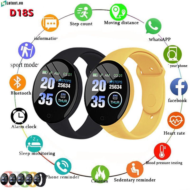 Sẵn Sàng Cổ D18/D18s Macaron Thông Minh Ban Nhạc Người Gọi Nhắc Nhở Giám Sát Giấc Ngủ Đồng Hồ Thể Thao