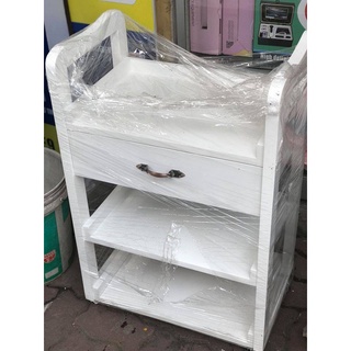 Xe đẩy gỗ spa 3 tầng, kệ gỗ sẵn 3 màu trắng, đen, nâu