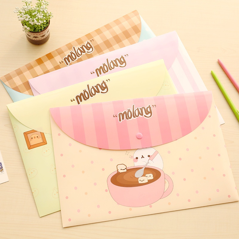 Túi file Clear bag A4 dễ thương khuy bấm cúc cặp tài liệu đựng giấy bài kiểm tra
