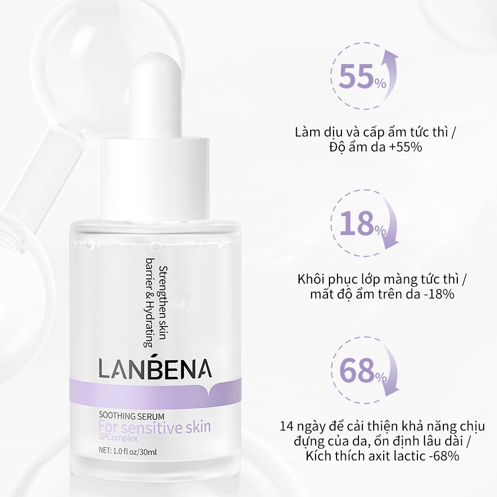 Serum Lanbena Chứa Axit HYALURONIC 4D Dưỡng Ẩm Và Phục Hồi Làn Da Nhạy Cảm 30ml