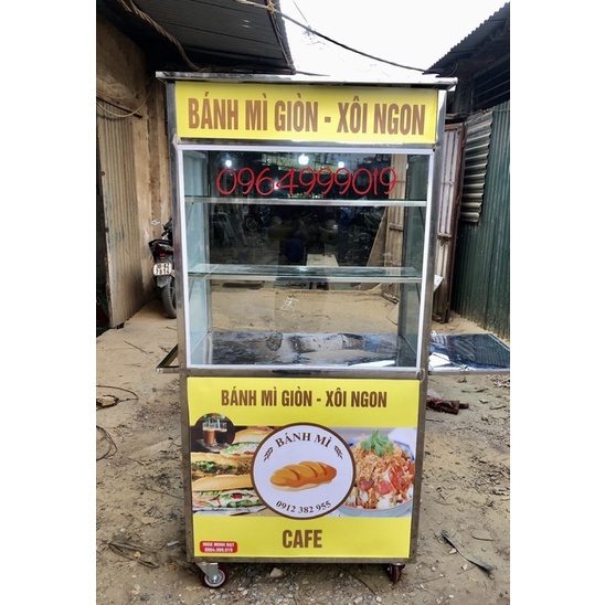 Xe bánh mì mini thiết kế theo yêu cầu cao 1m7 rộng 50 dài 80
