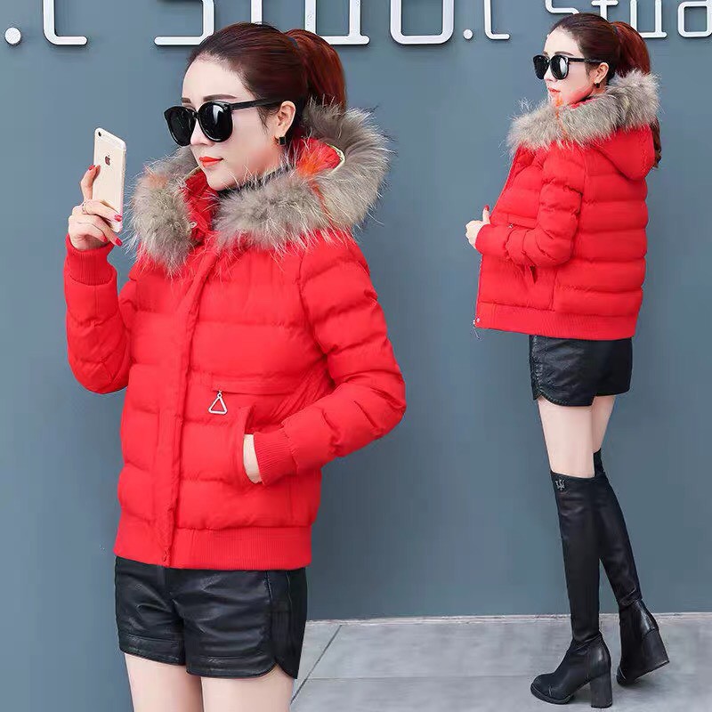 ÁO KHOÁC PHAO NỮ NÓN PHỐI LÔNG HÀNG QUẢNG CHÂU CAO CẤP CÓ 4 MẦU