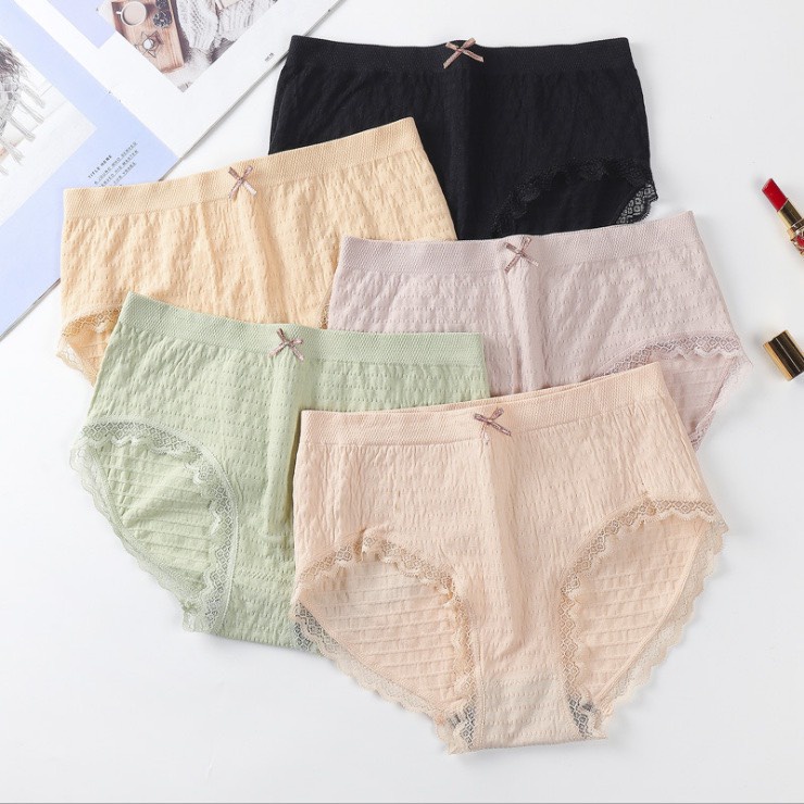 Quần lót nữ cotton đính nơ xinh xắn – quần chip nữ dệt kim kháng khuẩn(BẦU BÍ NHỎ BON CHEN) QL182
