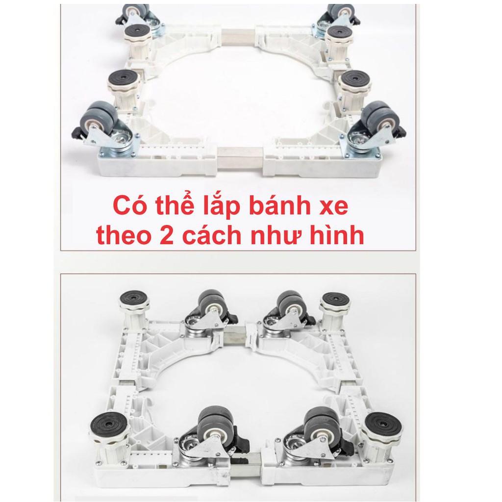 Kệ tủ lạnh máy giặt cao cấp - 4 bánh xe đôi, 4 chân cố định.