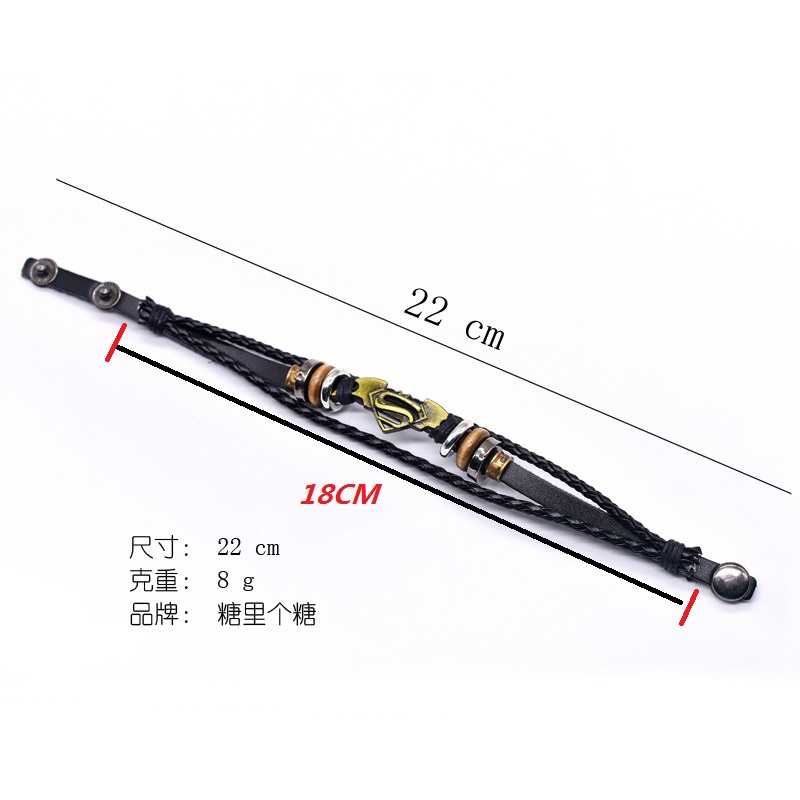 Vòng Tay Mặt Hình Superman / Batman Phong Cách Gothic Punk Có Thể Điều Chỉnh Kích Thước Cho Nam Giới