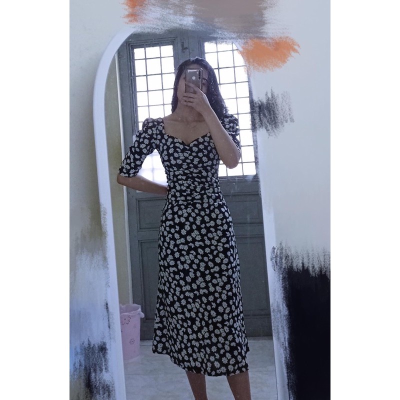 [Mã SKAMSALEP6 giảm 10% tối đa 100K đơn 150K] ( Ảnh thật ) V0901 váy hoa cúc cổ nhún | BigBuy360 - bigbuy360.vn