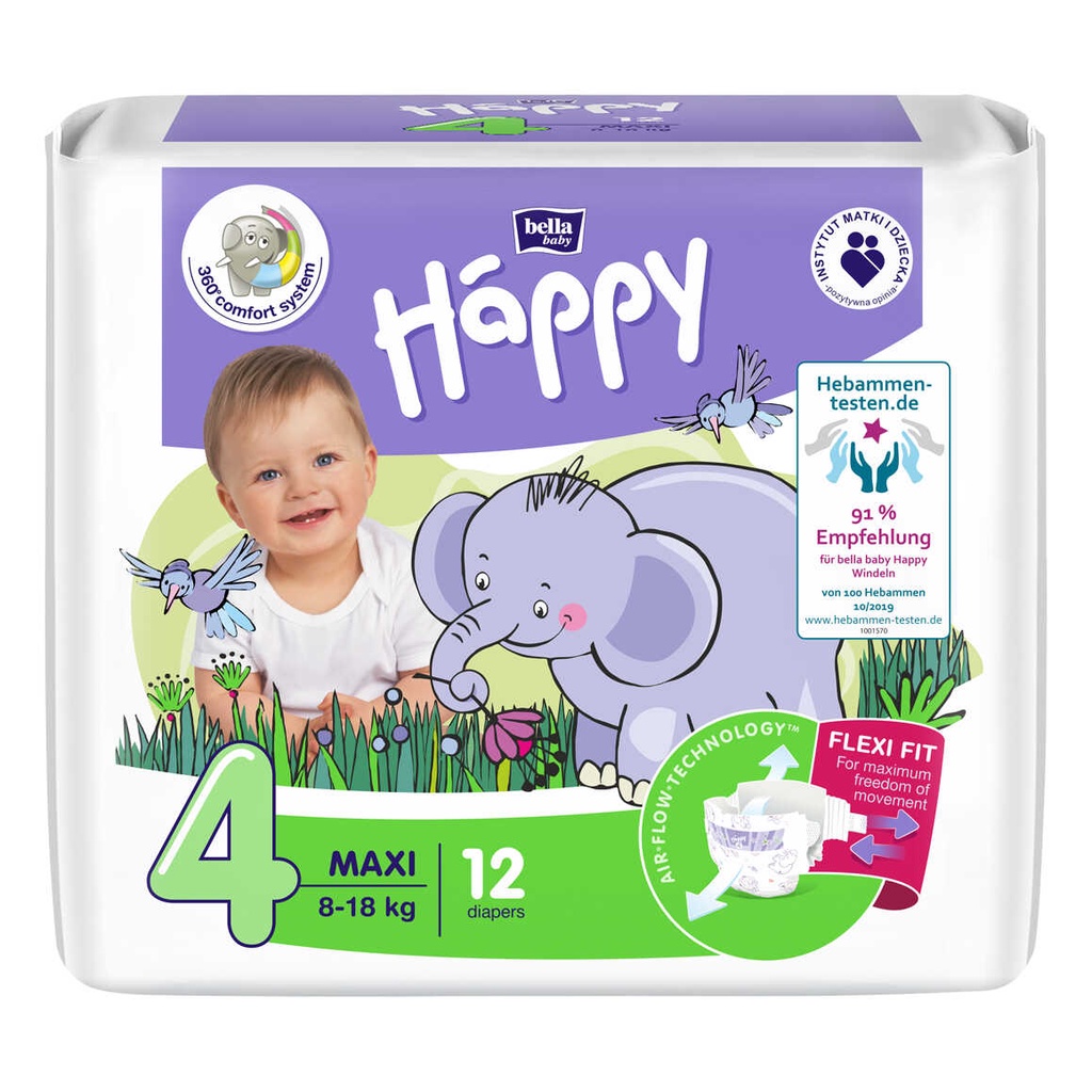 Bỉm, tã dán cao cấp BELLA HAPPY nhập khẩu Pháp 46 miếng cho bé 8-18kg thoáng mát, thấm hút, chống tràn