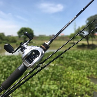 Bộ cần câu lure máy ngang Hunting Black 2 ngọn, máy ngang câu lure Noeby K7 Hàng Chính Hãng