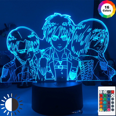 Đèn LED 3D để bàn trang trí hình nhân vật Levi Eren Mikasa trong Attack on Titan