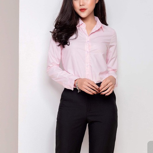 Áo sơ mi nữ dài tay chất cải lụa mềm , công sơ học sinh mặc được | BigBuy360 - bigbuy360.vn