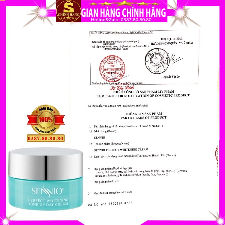 Kem dưỡng trắng căng bóng da mặt Sennio hàn quốc tái sinh phục hồi chống lão hóa da dành cho nam nữ bà bầu ban đêm ngày