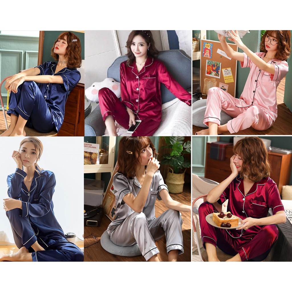 Đồ bộ Pijama Lụa cao cấp quần dài áo tay dài, pyjama tay ngắn hàng Quảng Châu loại 1 - Hàng mới