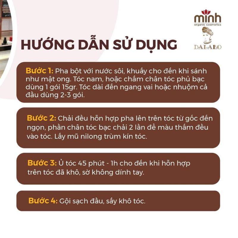 Bột Lá Nhuộm Tóc DALABO CHÍNH HÃNG Không Hoá Chất Màu Đen/Nâu đen/ Nâu/Nâu Đỏ