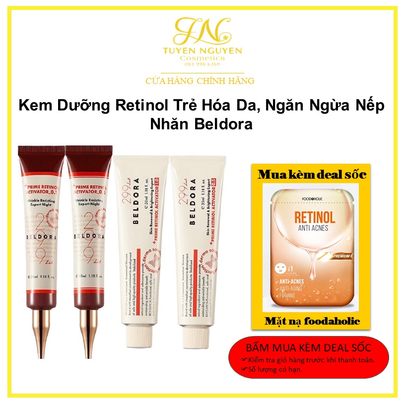 Kem Dưỡng Retinol Trẻ Hóa Da, Ngăn Ngừa Nếp Nhăn Beldora 299 Prime Retinol Activator 35ml