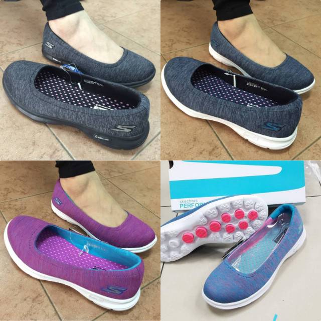 Skechers Ba Lê Vải Bố Thời Trang Cho Nữ