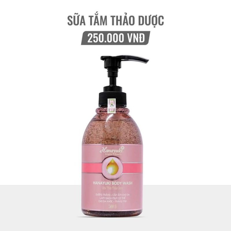 Sữa tắm trắng mịn da  thảo dược Hanayuki chính hãng  chai 250ml