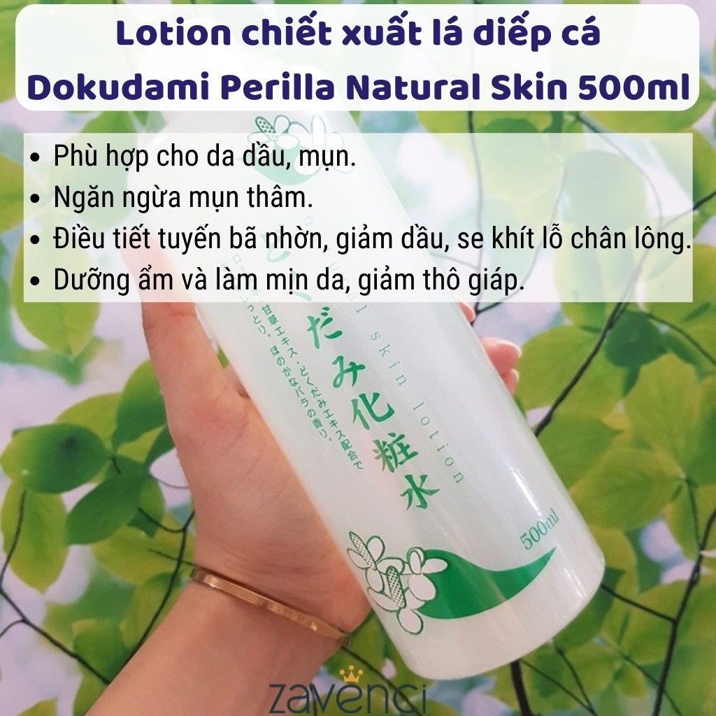 Nước Hoa Hồng DOKUDAMI Toner Tía Tô Natural Skin Lotion Nhật Bản Làm Dịu Da Ngừa Thâm (500ml)