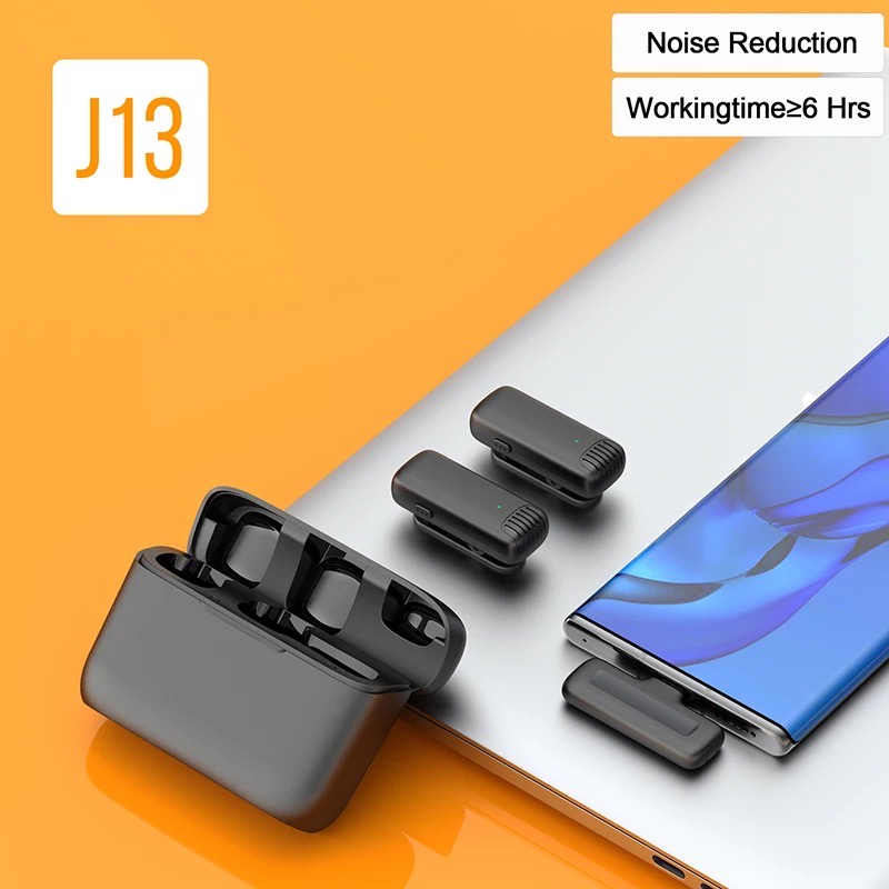 Micro cài áo không dây J11/J13 dock sạc dự phòng cho điện thoại iP iOS hoặc Android để live steam Vloger Youtuber