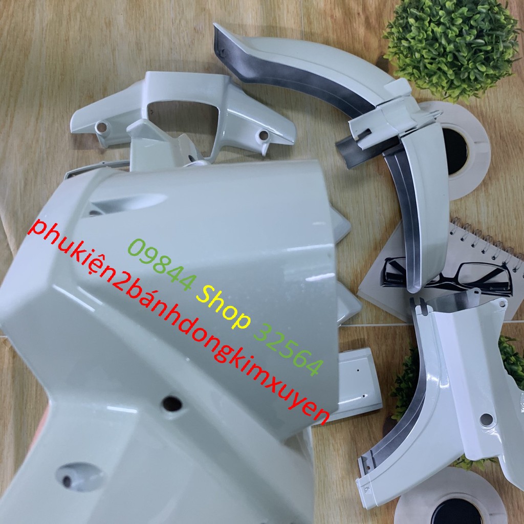 Bộ dàn áo xe Dream ll -nhựa xe dream 2 màu trắng -mủ trắng nguyến inh loại 1