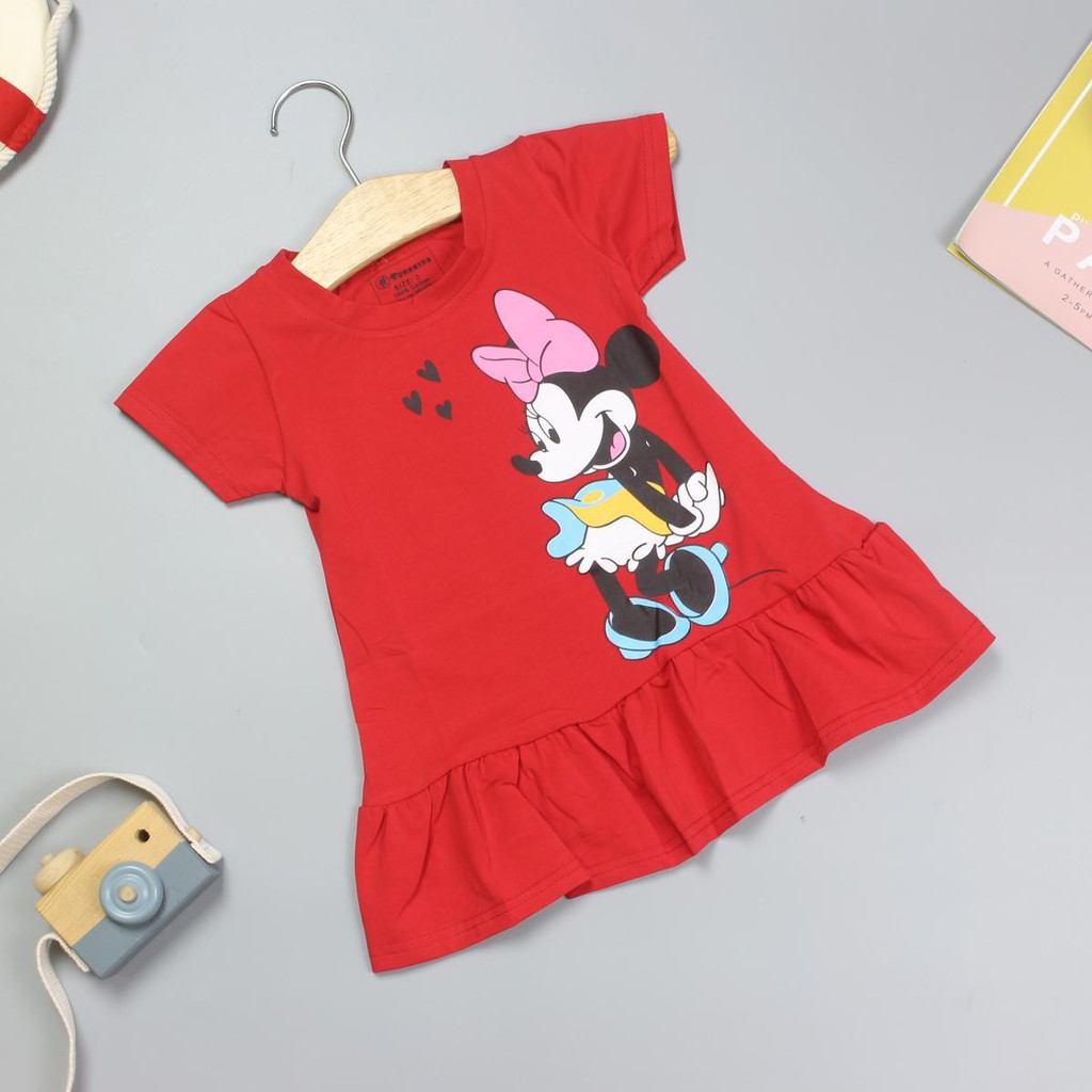 GV8067 -  Đầm Bé Gái In Chuột Minnie Dễ Thương ( quần áo trẻ em xuất khẩu )