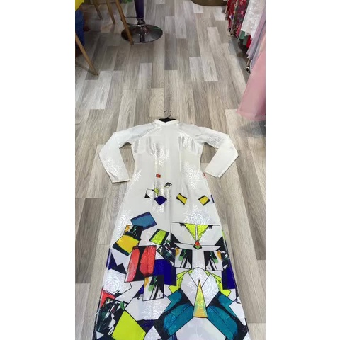 Áo Dài Trắng Thiết Kế Trẻ Trung Hiện Đại, Chất Liệu Lụa Vân Gỗ Cao Cấp, Không Nhăn, Không Xù