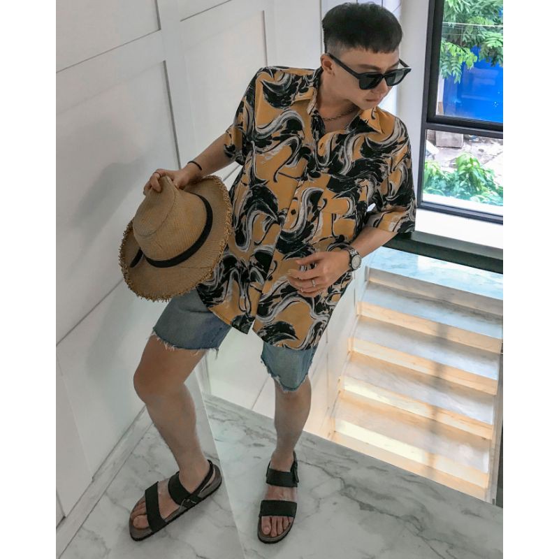 Unisex Shirt US-8 Sơ mi Họa tiết Oversized Nam Nữ