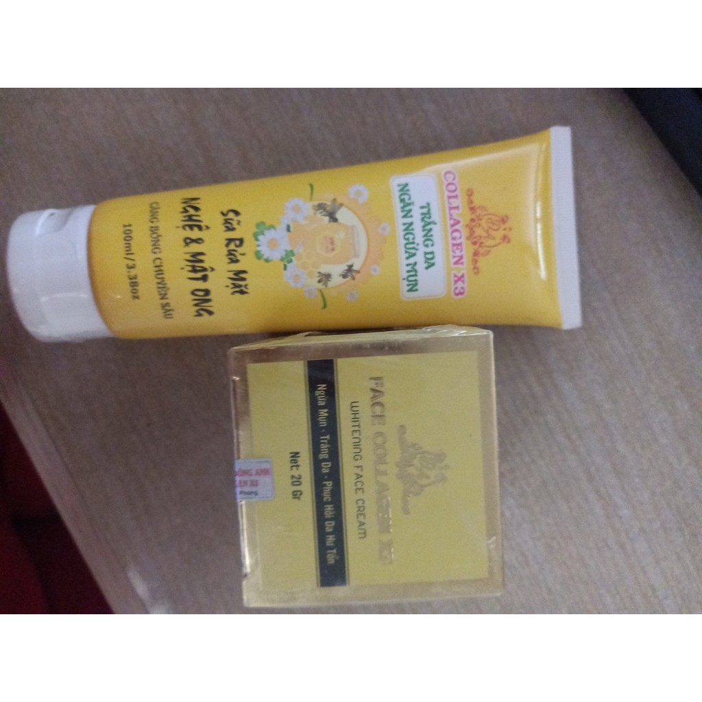 kem mặt collagen X3 va sưa rưa mặt  nghệ mật ông