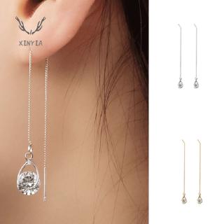 Khuyên Tai Dáng Dài Mặt Hình Hoa Không Đối Xứng Thời Trang Cho Nữ Sy1