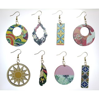 Bông tai gỗ vintage, bông tai đi biển.