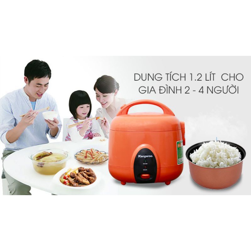 Nồi cơm điện nắp gài Kangaroo 1.2 lít KG826S  -Trưng Bày Mới 99%-Số Người Ăn 2- 4 Người Công Suấ 500 W