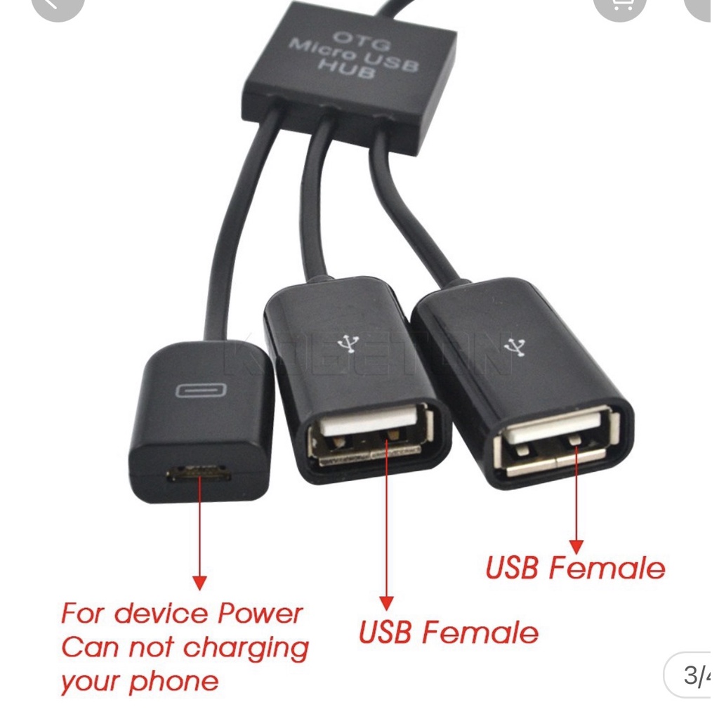 Cáp chuyển dữ liệu 3 In 1 3 cổng Micro USB OTG