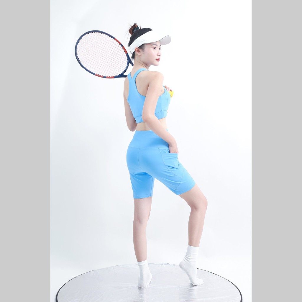 Set Bộ Đồ Tập Gym Quần BIKER + Áo Bra Tập Yoga Aerobic Chạy Bộ Co Giãn Tốt, Tôn Dáng, Kèm Mút Ngực CH057