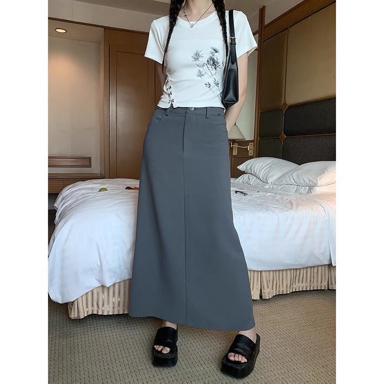 Áo Thun Ngắn Tay Cổ Tròn Xẻ Tà Ôm Dáng Thời Trang Hàn Quốc Cho Nữ