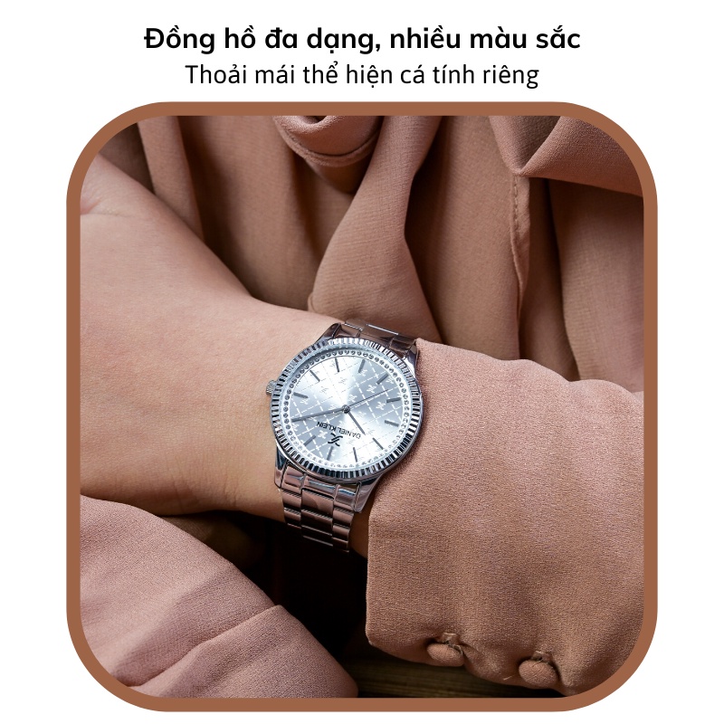 Đồng hồ nữ Daniel Klein Watch DK.1.12540 mặt nhỏ đính đá, kính cứng chống xước, chống nước, dây thép đeo tay cao cấp