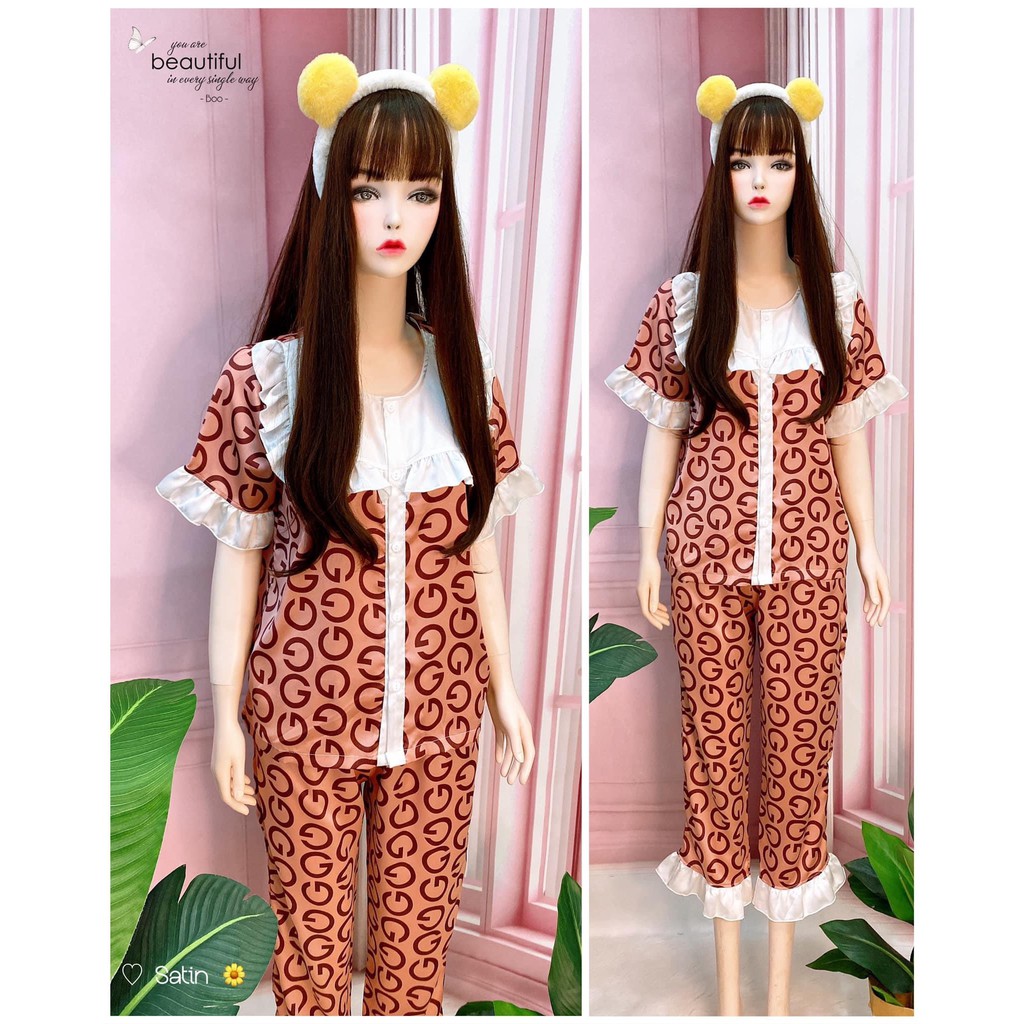 Bộ đồ ngủ lụa nữ pijama  đồ bộ mặc nhà tiểu thư dễ thương chất satin cao cấp siêu đẹp  - TNQD04 LANA QUEEN