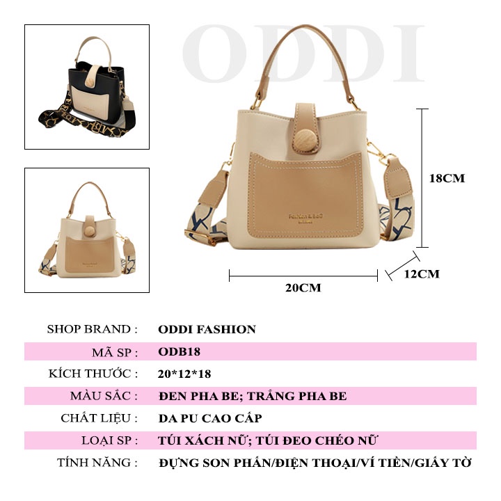 Túi Xách Nữ Đẹp Túi Đeo Chéo Nữ Thời Trang Chất Da Cao Cấp Phối Màu Cực Xinh ODB318 - ODDI FASHION