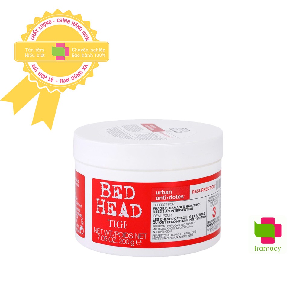 Hũ ủ hấp tóc Tigi Bed Head Urban Antidotes Level 3, Anh (200g) giúp phục hồi tóc đã hư tổn cấp độ 3