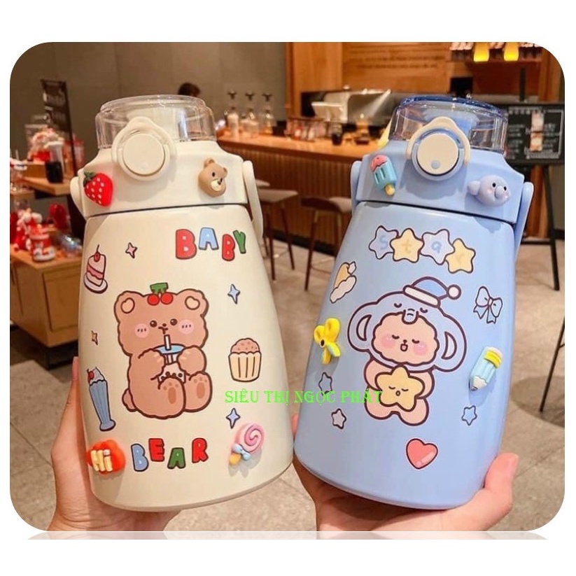 Bình giữ nhiệt 700ml inox 304 cao cấp [Tặng kèm sticker 3D và ống hút]