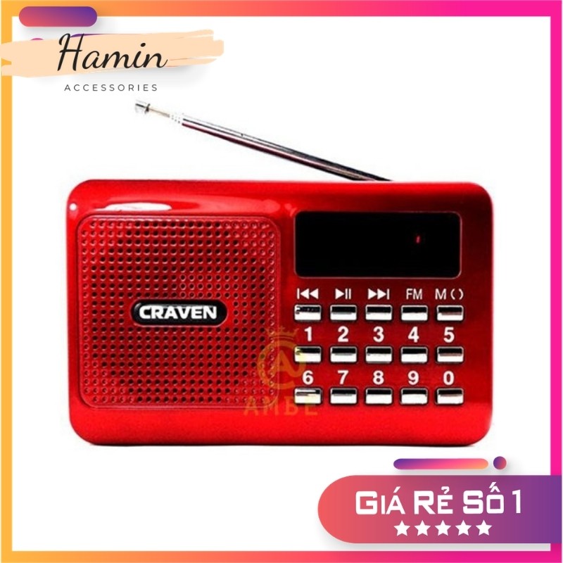 Đài Radio Craven CR-16 Máy nghe pháp  nghe đài, nghe nhạc thẻ nhớ, USB, nghe kinh phật sử dụng pin siêu trâu