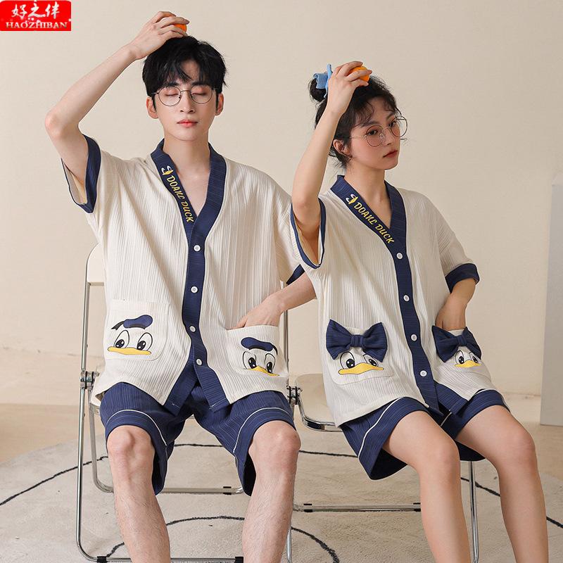 Bộ Đồ Ngủ Tay Ngắn Chất Cotton Họa Tiết Hoạt Hình Phong Cách Hàn Quốc Thời Trang Xuân Hè 2022 Cho Nam Và Nữ
