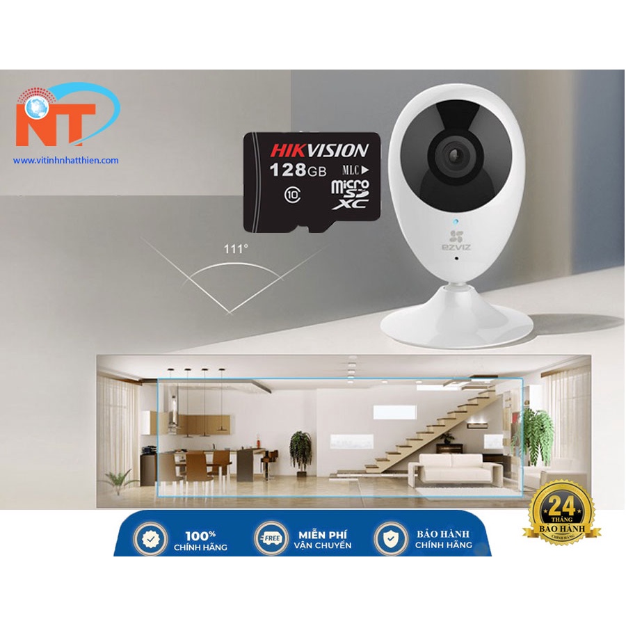 Camera WIFI Ezviz C1C-B 1080P Nhỏ gọn, Sắt Nét, Hổ trợ thẻ nhớ lên đến 128G - Bảo hành chính hãng 2 năm