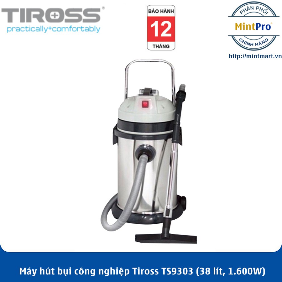 Máy hút bụi công nghiệp ướt và khô Tiross TS9303 (38 lít, 1.600W) - Hàng Chính Hãng