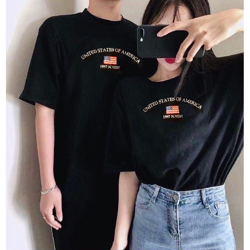 ÁO THUN UNISEX THÊU TRẮNG ĐEN