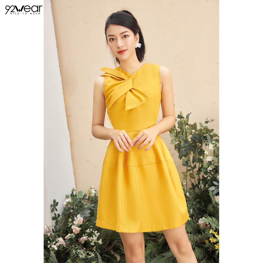 Váy xòe công sở đủ màu, dáng xòe xoắn nơ DEW0575 92WEAR