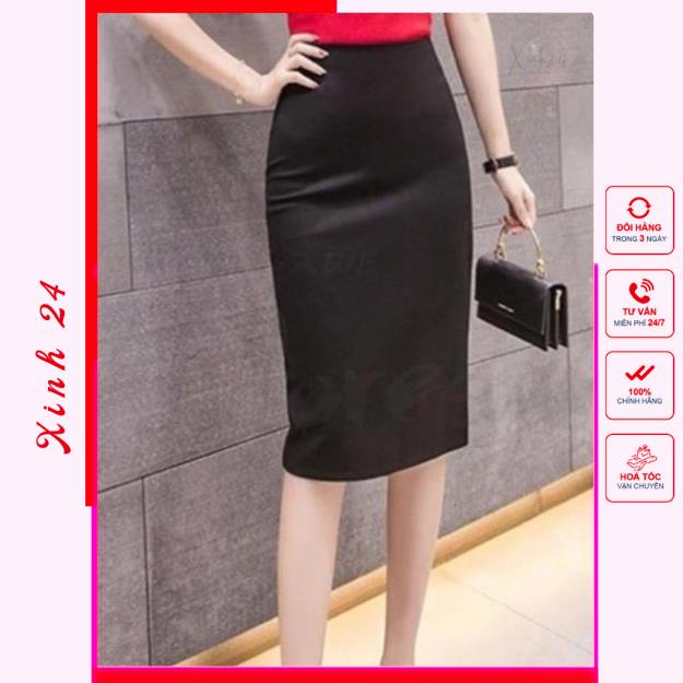 Chân Váy Bút Chì Công Sở xẻ sau dáng dài qua gối