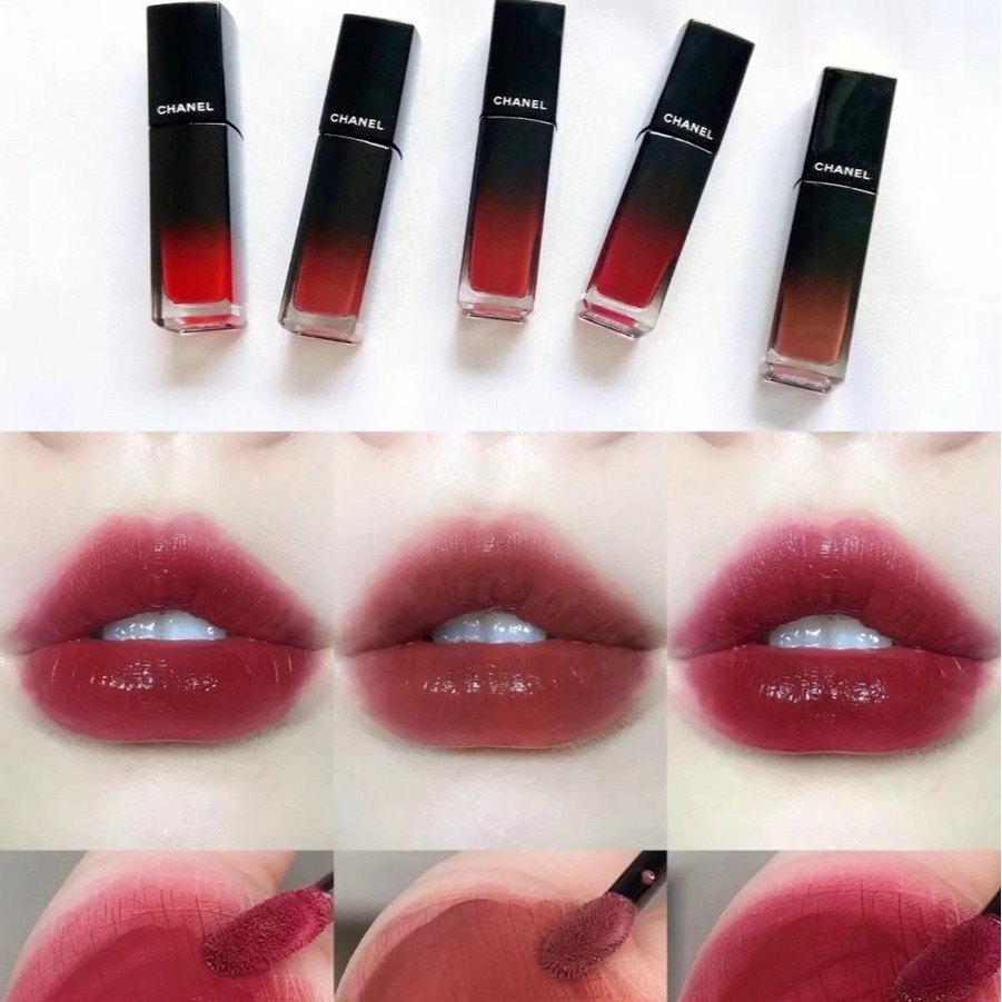 chính hãng son kem lì chanel rouge allure laque 2022. son chanel 62 63 64, hiệu ứng satin căng mịn bền màu mới.