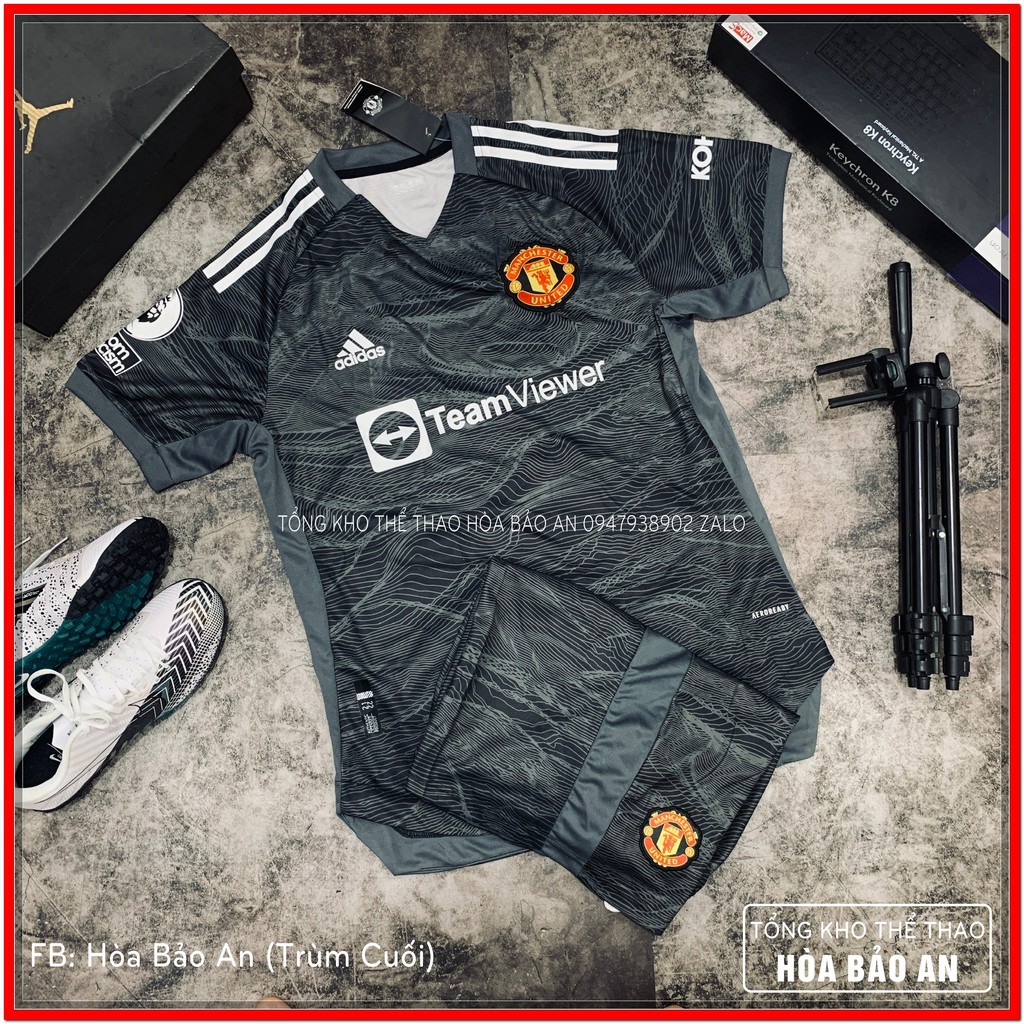 Set Bộ Quần Áo Thủ Môn De Gea 2022/ Feeship/ Bộ Quần Áo Thủ Môn Mu Màu Xám Đen 2021/22 mẫu mới nhất phom 43-90kg