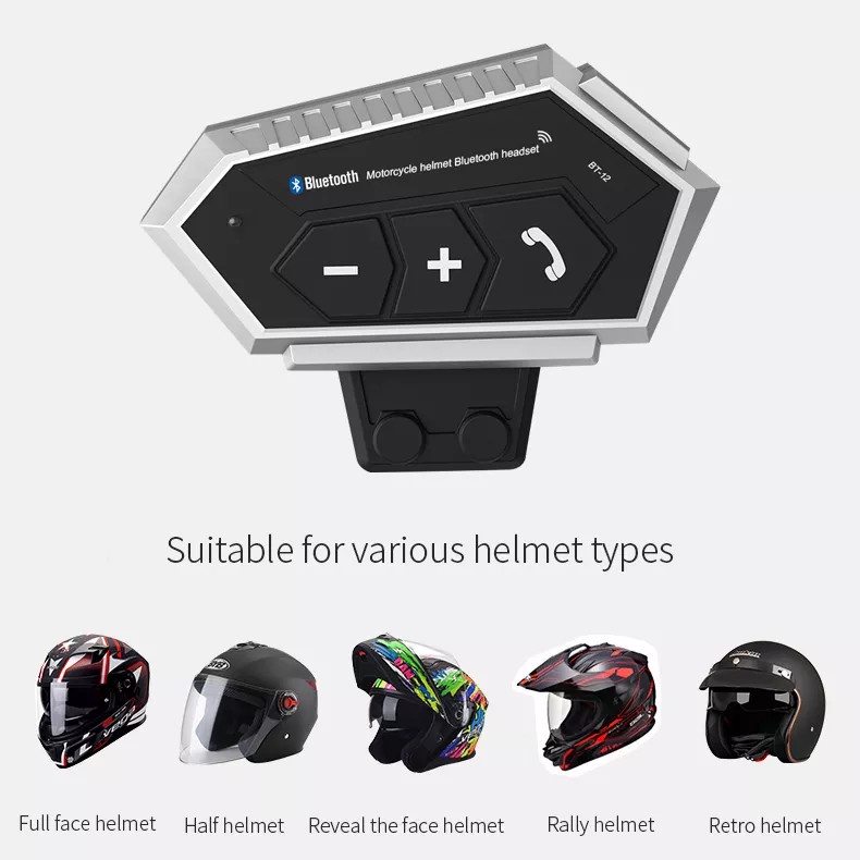 Tai Nghe Bluetoooth Mũ Bảo Hiểm BT12 dùng gắn mũ bảo hiểm đi xe máy tiện dụng