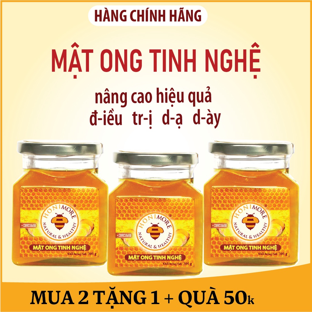 Combo mua 2 tặng 1 Mật ong rừng tinh nghệ Honimore 360g - giúp hỗ trợ cải thiện tiêu hoá